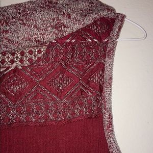 Maroon & Light Gray Sleeveless Sweater